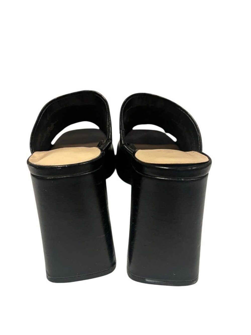 NINE WEST Black faux leather platform mules sandals Size 7 - Picture 5 of 7